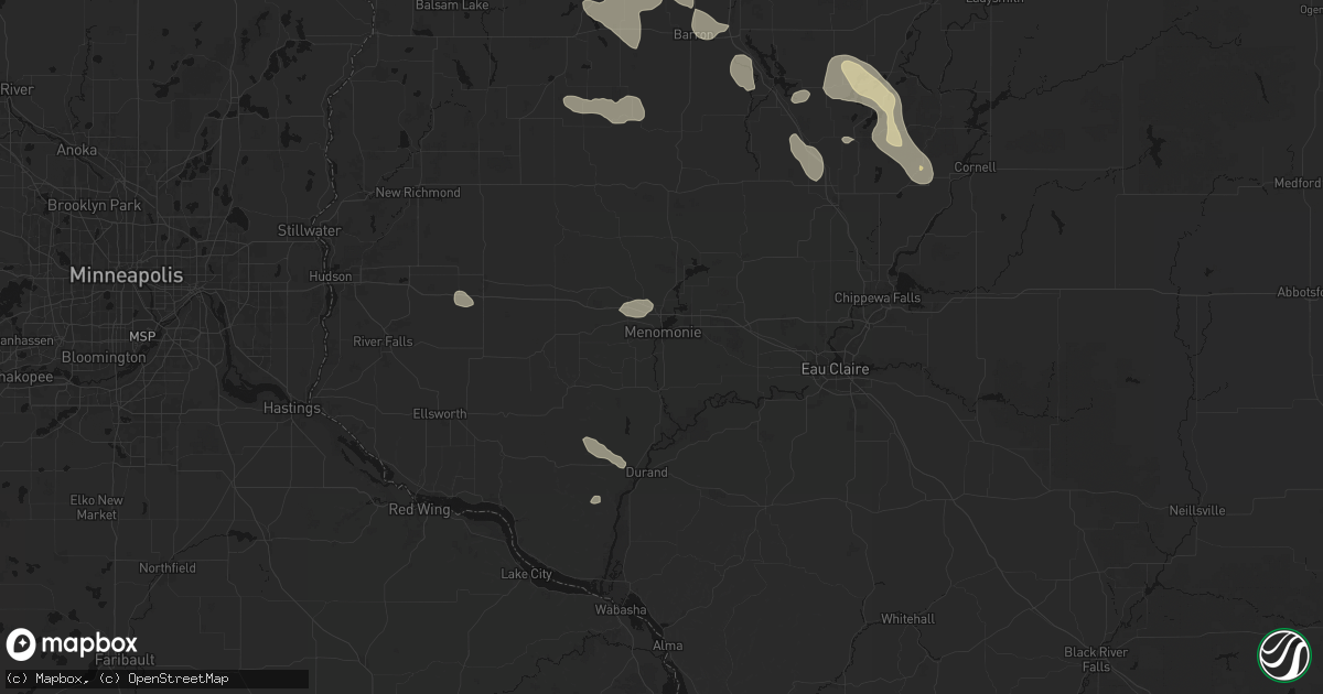 Hail map in Menomonie, WI on July 17, 2026