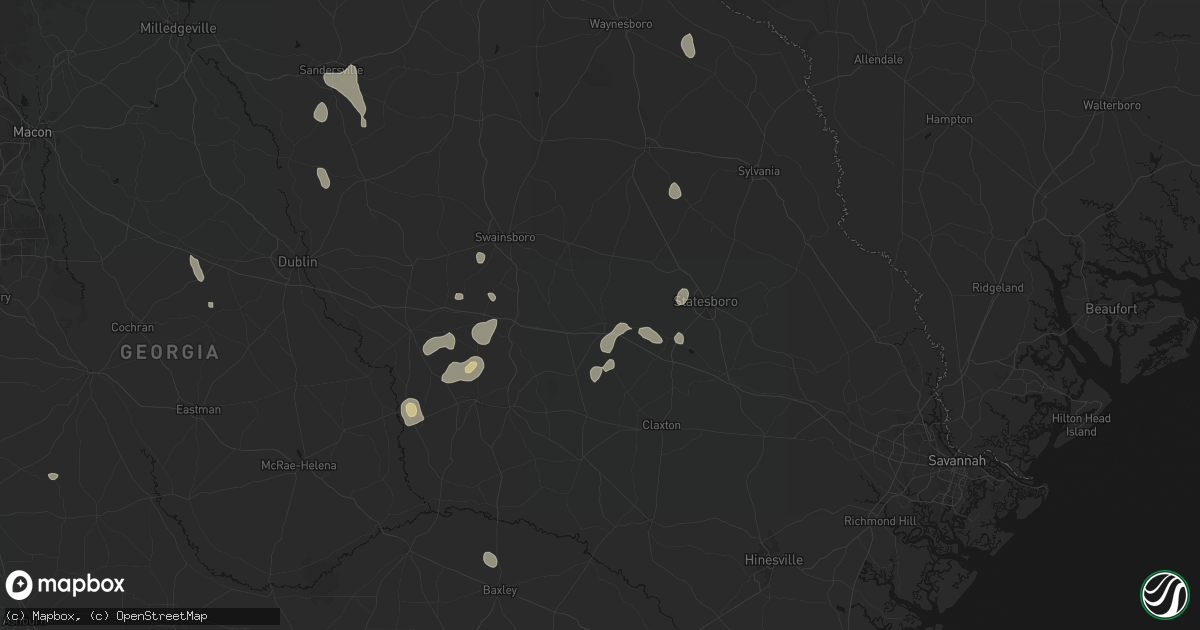 Hail map in Metter, GA on July 17, 2026