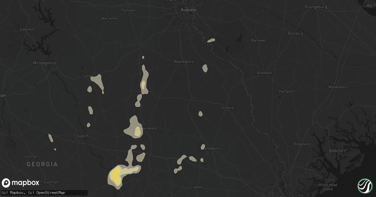 Hail map in Millen, GA on July 17, 2026