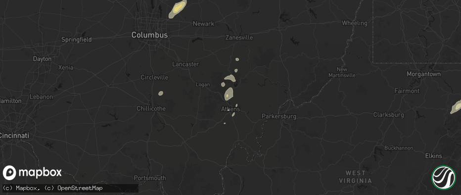 Hail map in Millfield, OH on July 17, 2026