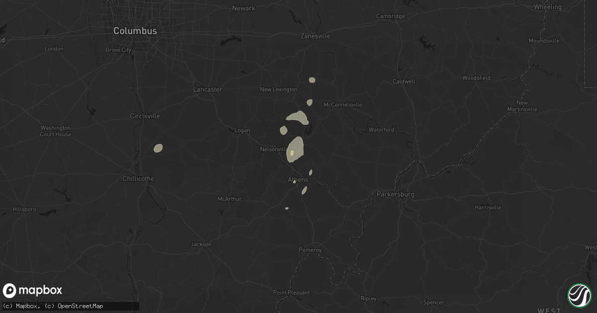 Hail map in Millfield, OH on July 17, 2026