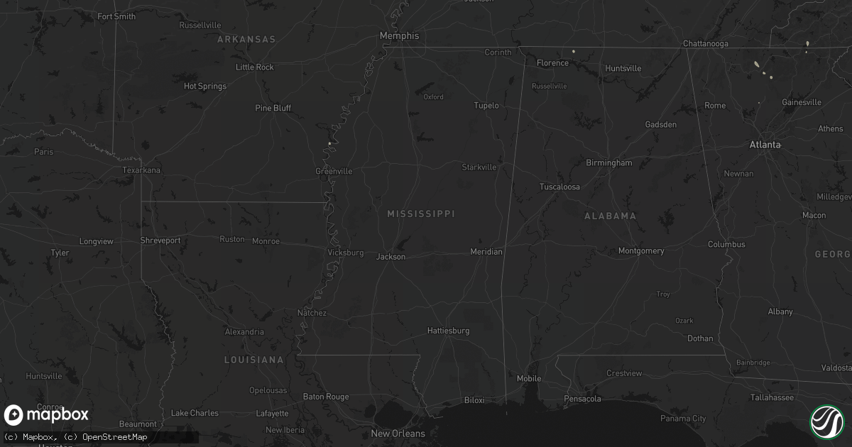 Hail map in Mississippi on July 17, 2026