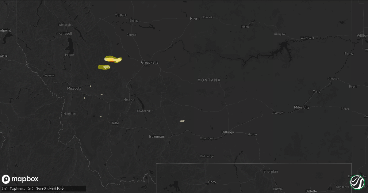 Hail map in Montana on July 17, 2026