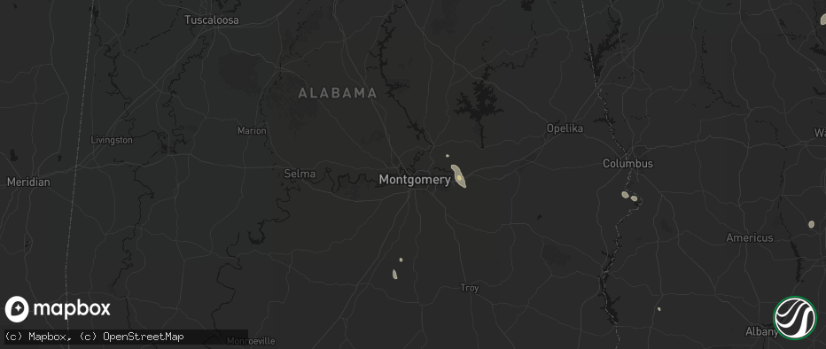 Hail map in Montgomery, AL on July 17, 2026