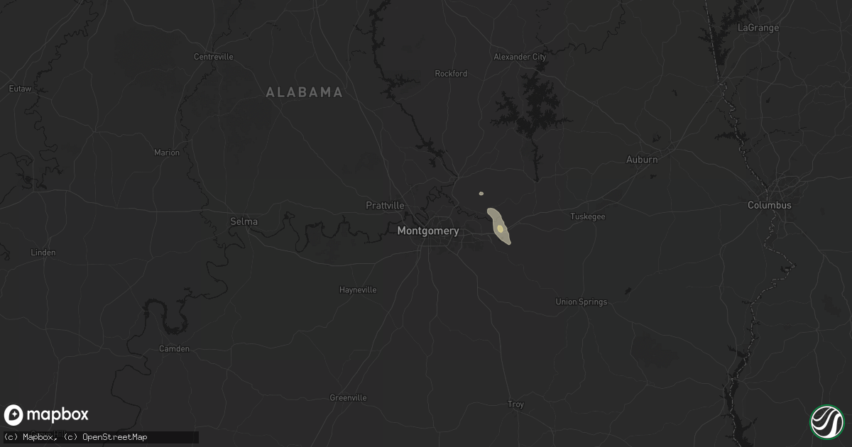 Hail map in Montgomery, AL on July 17, 2026
