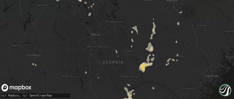 Hail map in Montrose, GA on July 17, 2026