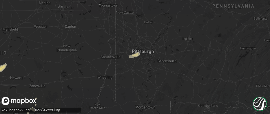 Hail map in Morgan, PA on July 17, 2026
