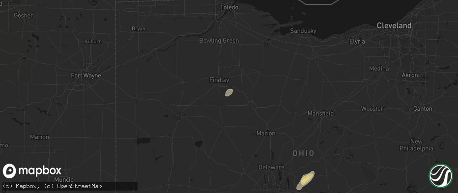 Hail map in Mount Blanchard, OH on July 17, 2026