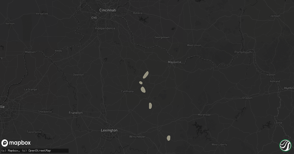 Hail map in Mount Olivet, KY on July 17, 2026