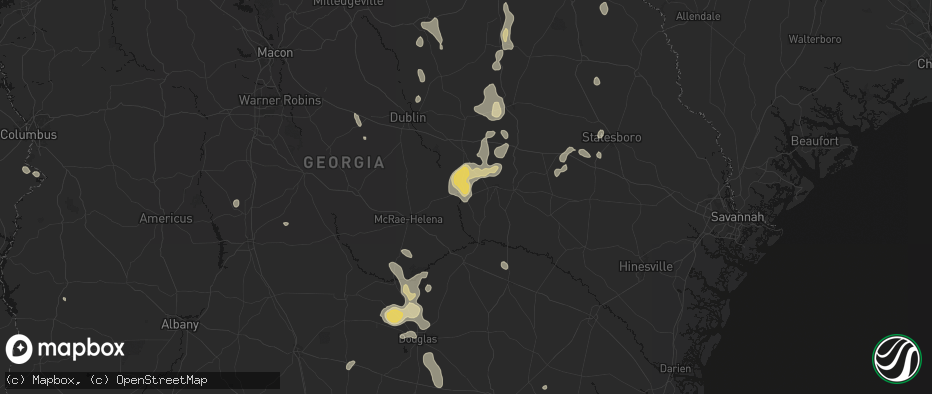 Hail map in Mount Vernon, GA on July 17, 2026