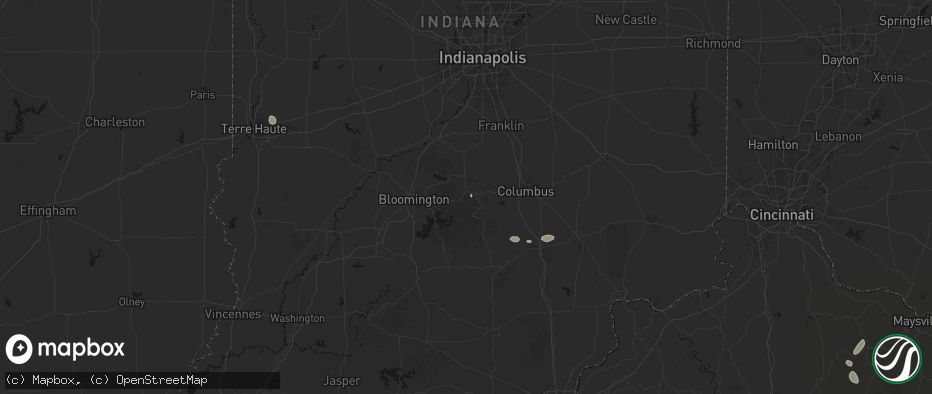Hail map in Nashville, IN on July 17, 2026