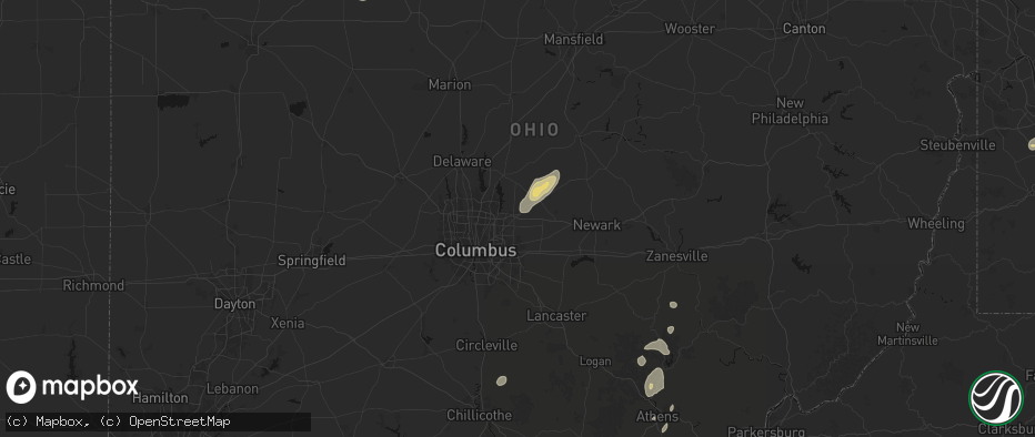 Hail map in New Albany, OH on July 17, 2026
