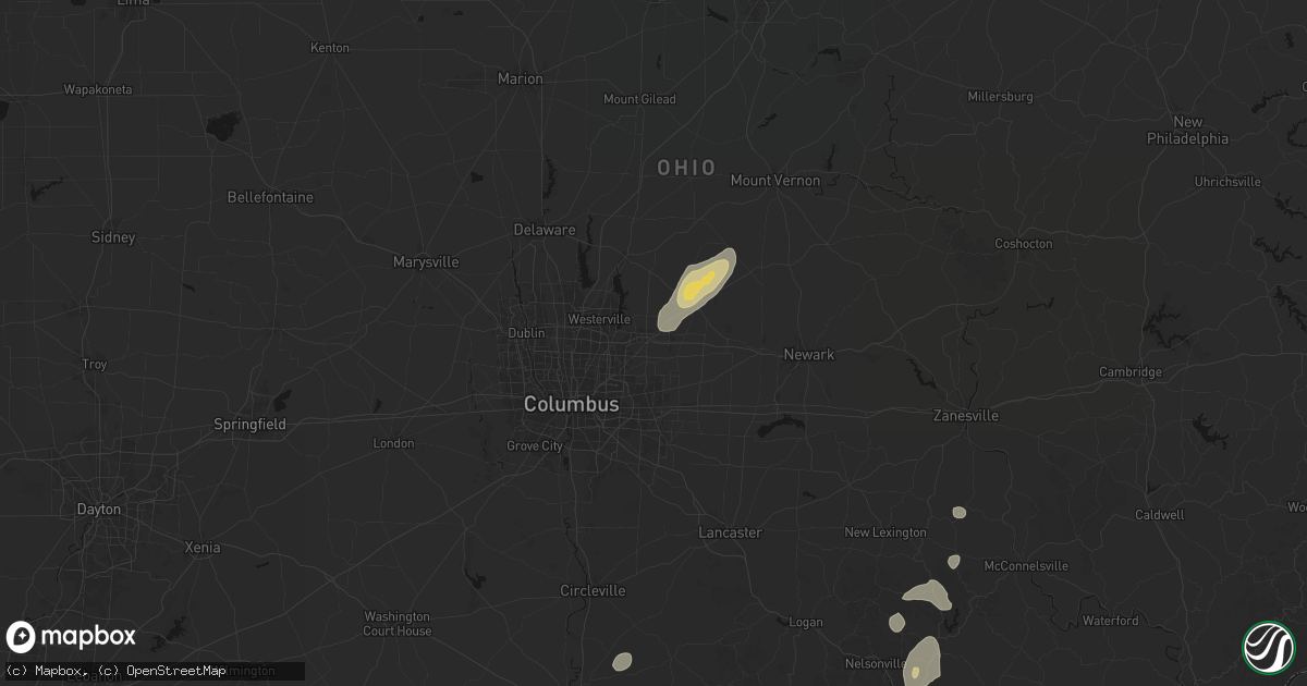 Hail map in New Albany, OH on July 17, 2026