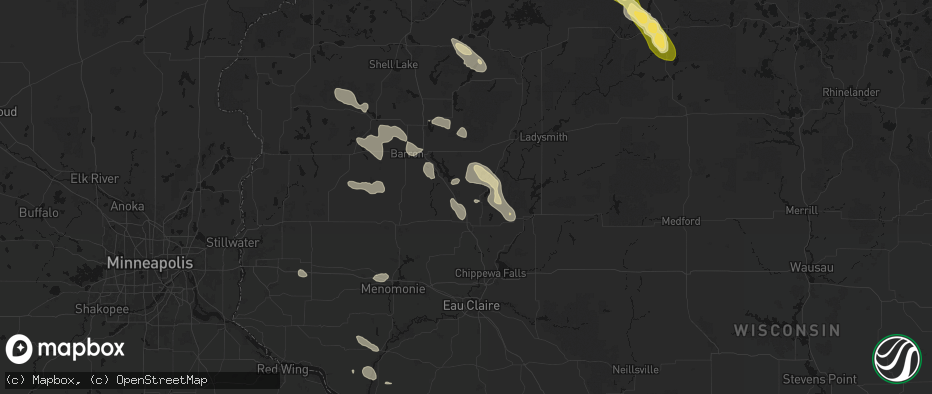 Hail map in New Auburn, WI on July 17, 2026