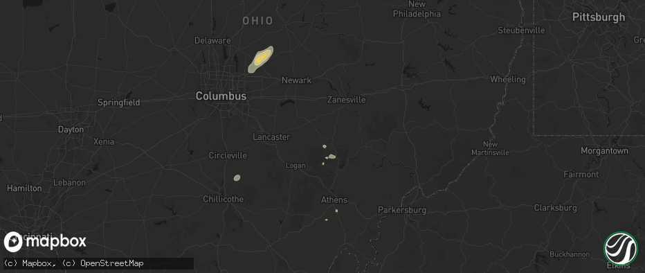 Hail map in New Lexington, OH on July 17, 2026