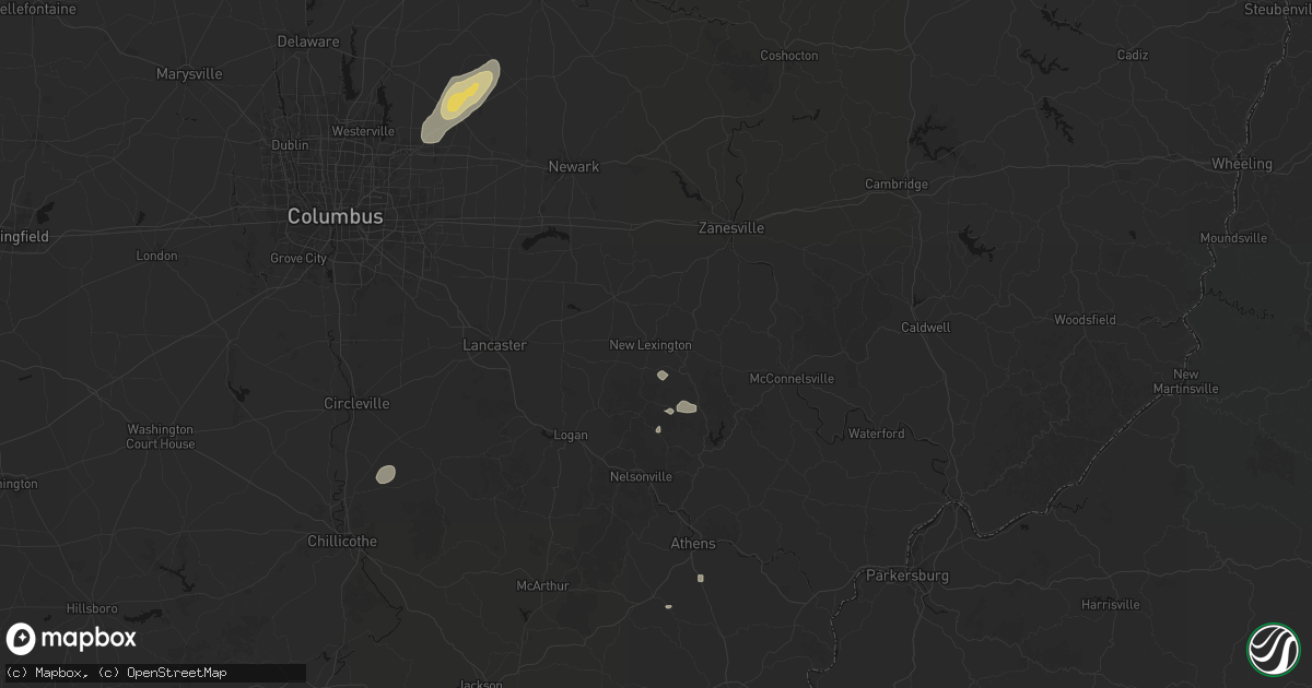 Hail map in New Lexington, OH on July 17, 2026