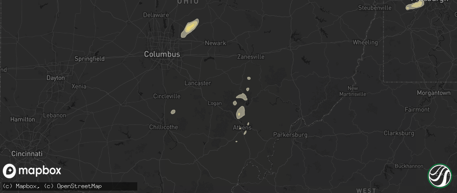 Hail map in New Straitsville, OH on July 17, 2026