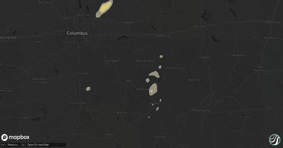 Hail map in New Straitsville, OH on July 17, 2026