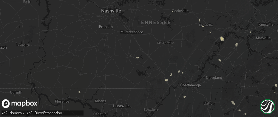 Hail map in Normandy, TN on July 17, 2026
