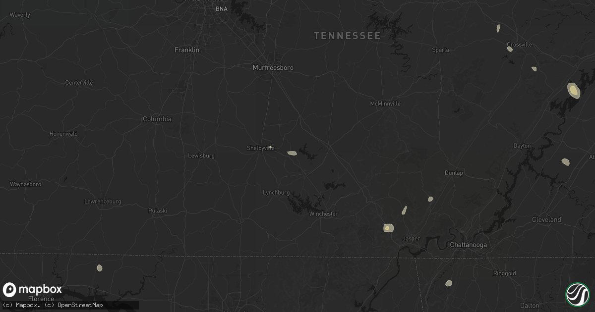 Hail map in Normandy, TN on July 17, 2026