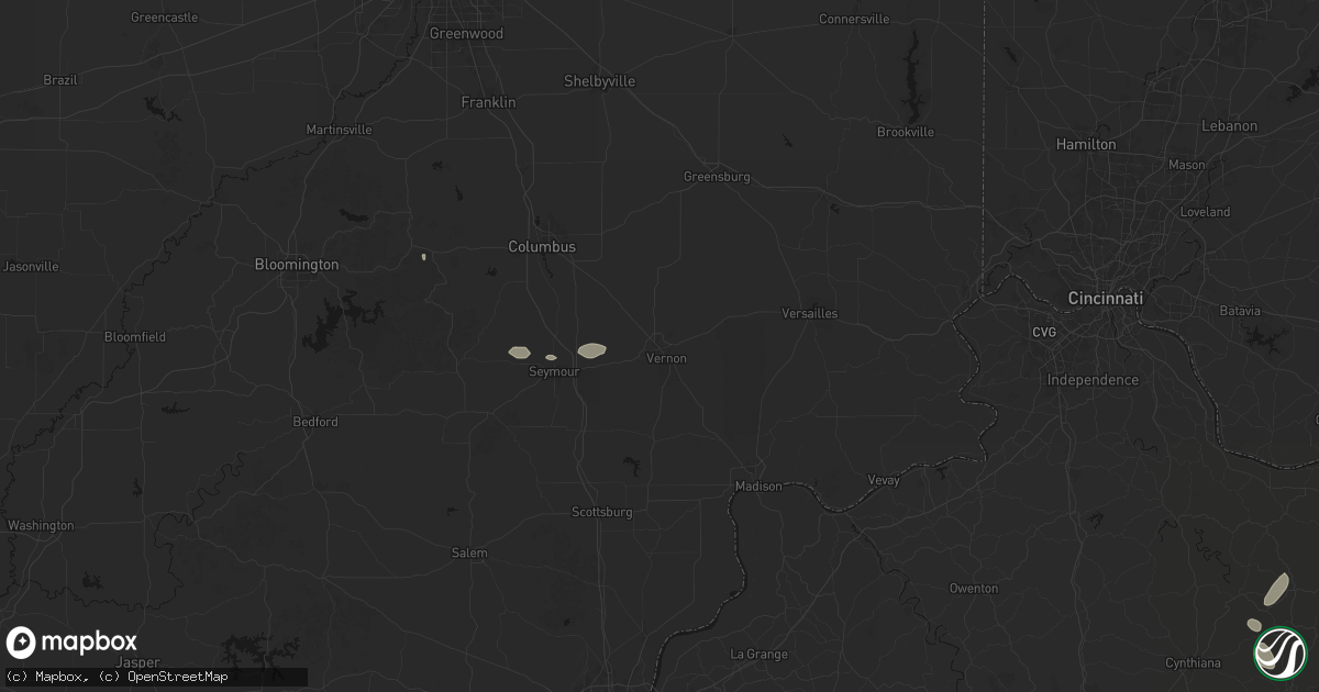 Hail map in North Vernon, IN on July 17, 2026