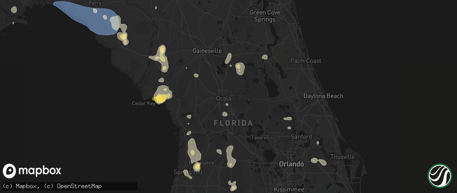 Hail map in Ocala, FL on July 17, 2026