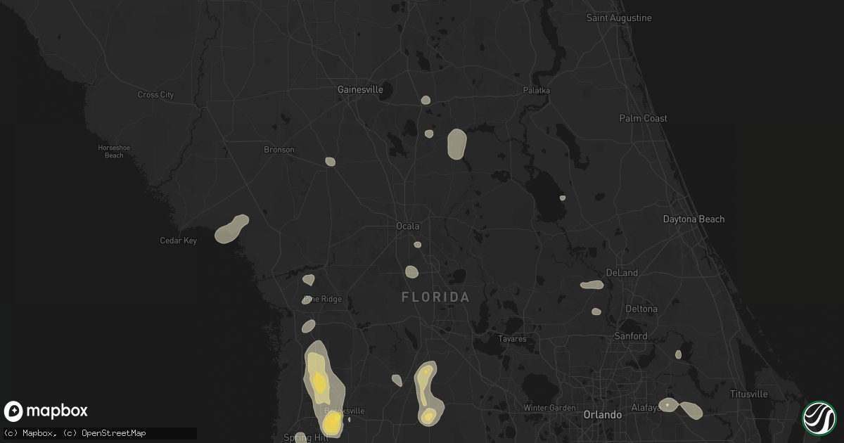 Hail map in Ocala, FL on July 17, 2026