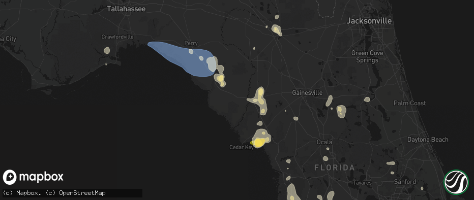 Hail map in Old Town, FL on July 17, 2026