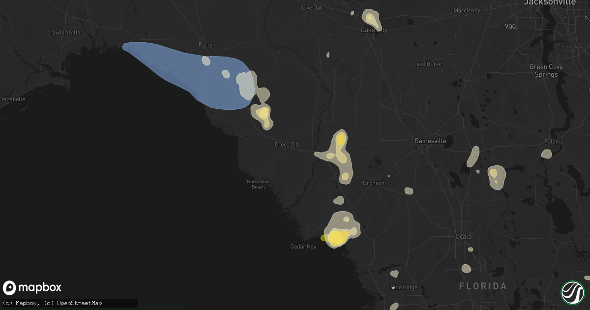 Hail map in Old Town, FL on July 17, 2026