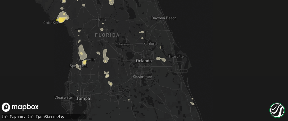 Hail map in Orlando, FL on July 17, 2026