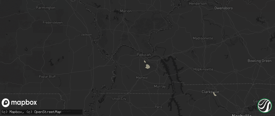 Hail map in Paducah, KY on July 17, 2026