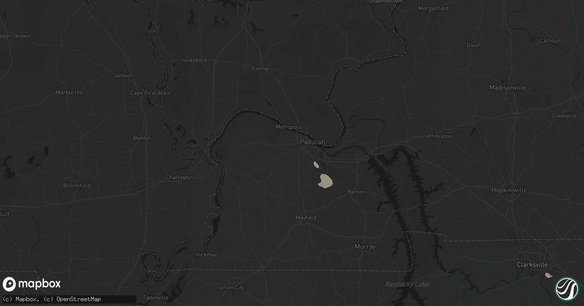 Hail map in Paducah, KY on July 17, 2026