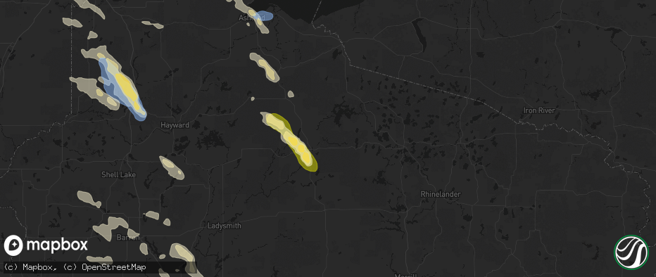 Hail map in Park Falls, WI on July 17, 2026