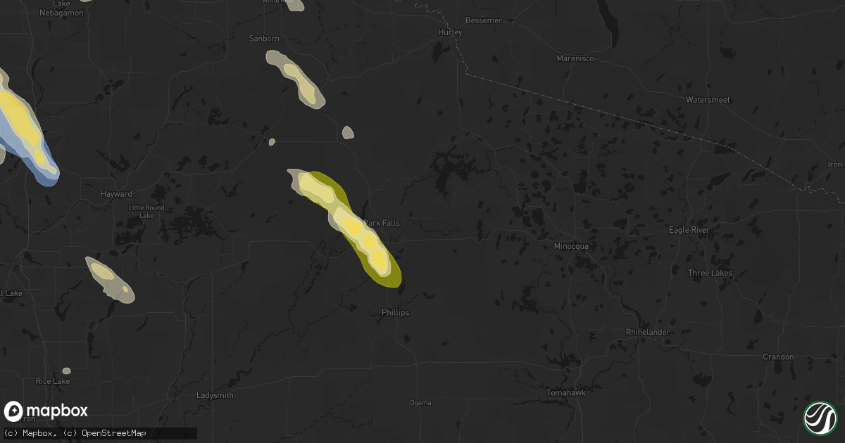 Hail map in Park Falls, WI on July 17, 2026