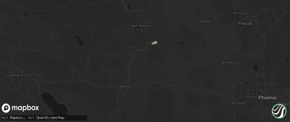 Hail map in Parker, AZ on July 17, 2026