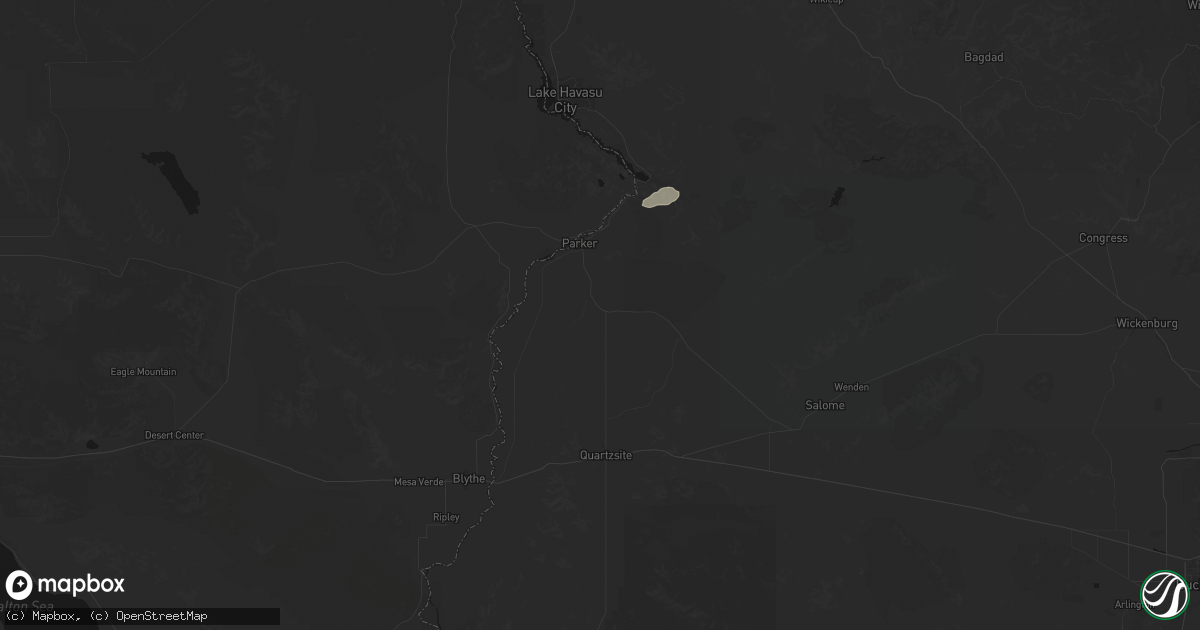 Hail map in Parker, AZ on July 17, 2026