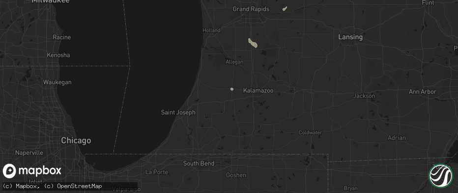 Hail map in Paw Paw, MI on July 17, 2026