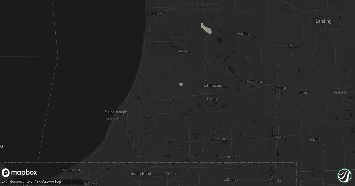 Hail map in Paw Paw, MI on July 17, 2026