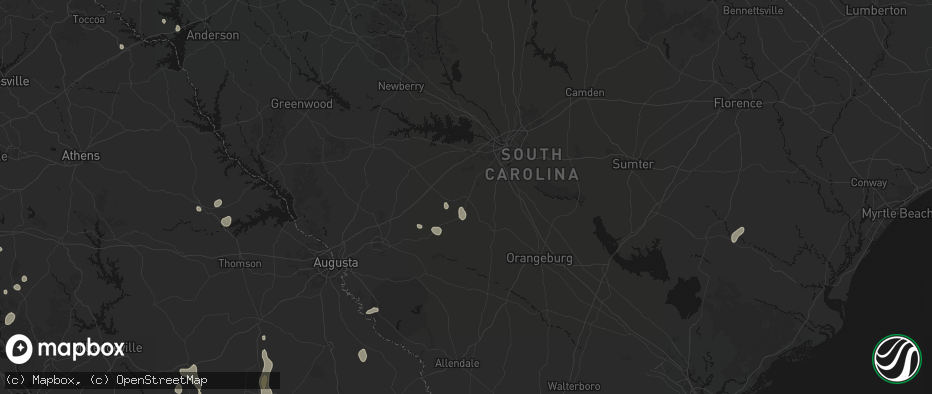 Hail map in Pelion, SC on July 17, 2026