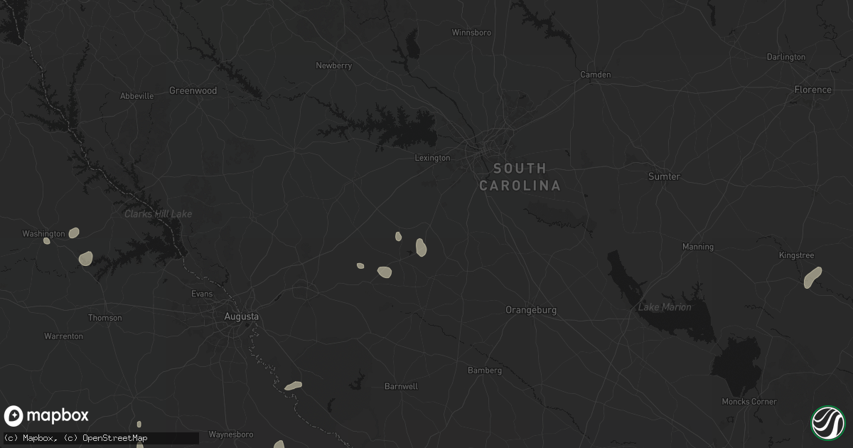 Hail map in Pelion, SC on July 17, 2026