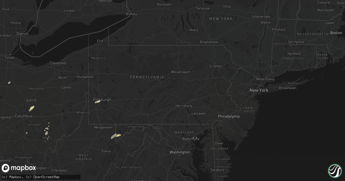 Hail map in Pennsylvania on July 17, 2026