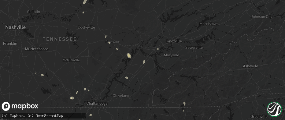 Hail map in Philadelphia, TN on July 17, 2026