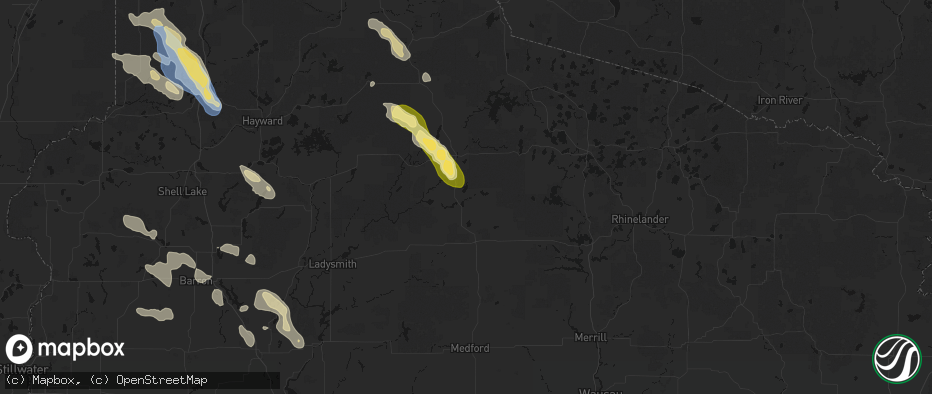 Hail map in Phillips, WI on July 17, 2026