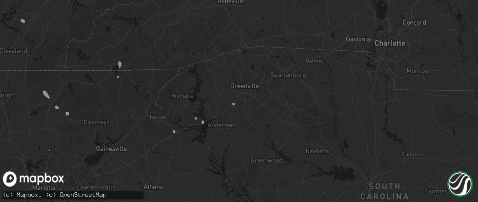Hail map in Piedmont, SC on July 17, 2026