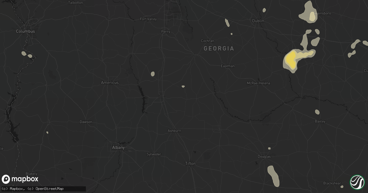Hail map in Pitts, GA on July 17, 2026
