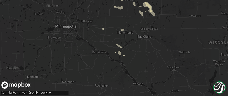 Hail map in Plum City, WI on July 17, 2026