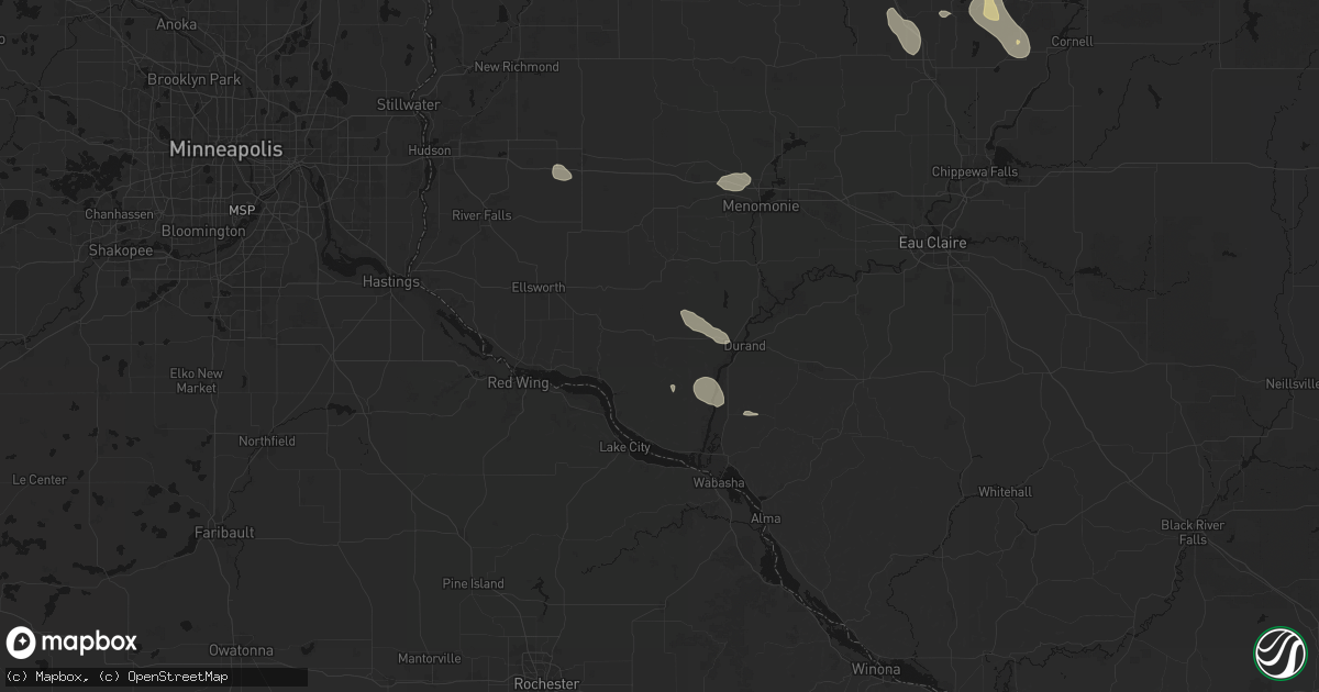Hail map in Plum City, WI on July 17, 2026