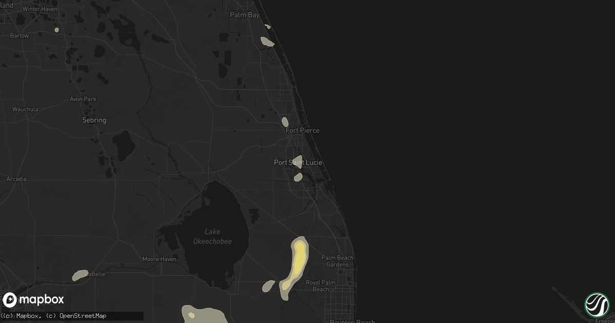Hail map in Port Saint Lucie, FL on July 17, 2026
