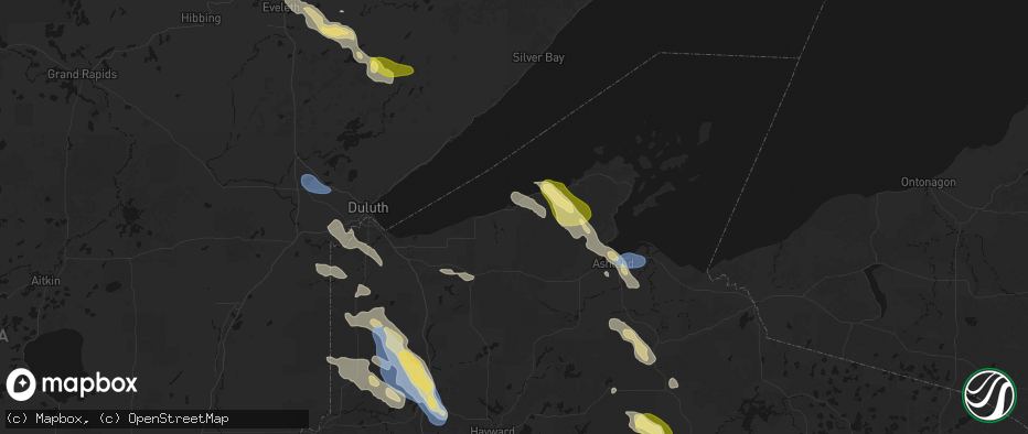 Hail map in Port Wing, WI on July 17, 2026