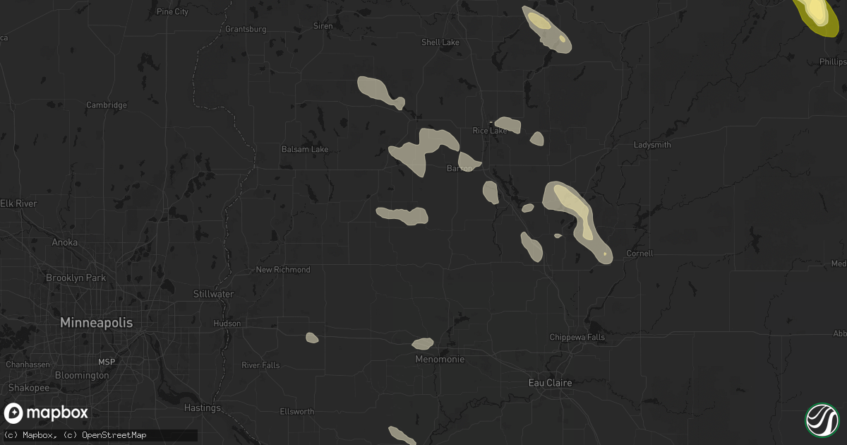 Hail map in Prairie Farm, WI on July 17, 2026